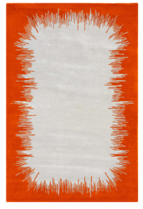 Ikat tapis rug carpet grey gris orange mandarine mandarin